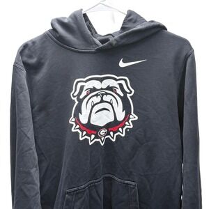Nike Georgia Bulldogs Hoodie Mens Small Black UGA Mascot Pullover Sweatshirt